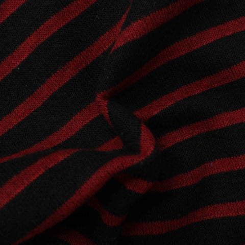 Red Horizontal-Stripe Interlock Knit, Poly-Acrylic