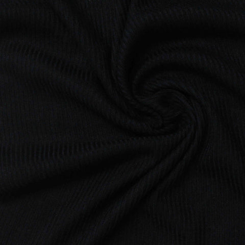 Polyester Viscose Rib Knit Fabric, 160 gsm — Black, ref EF-236470