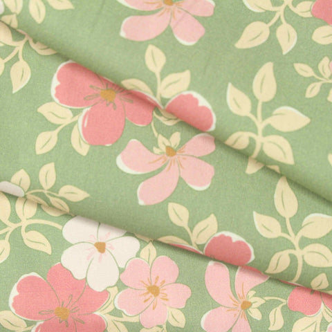Printed 100% Cotton Poplin Fabric, 120 gsm, 145 cm — Green
