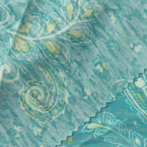 Teal Floral Jersey Knit, Poly-Cotton