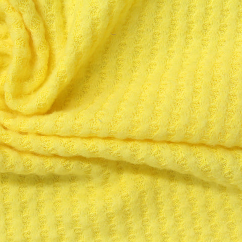 Polyester Viscose Stretch Waffle Knit Fabric, 217 gsm, 180 cm — Yellow