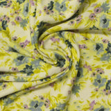 Yellow-Green Floral Milk Silk Knit, Polyester — photo 2