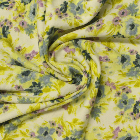Yellow-Green Floral Milk Silk Knit, Polyester