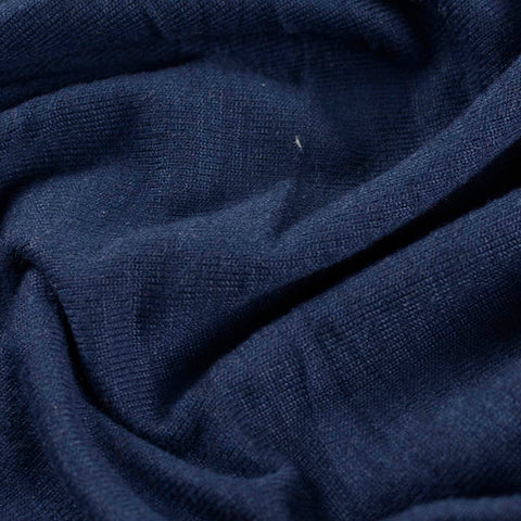 Brushed Polyester Stretch Chunky Knit Fabric, 230 gsm — Navy, ref EF-10530