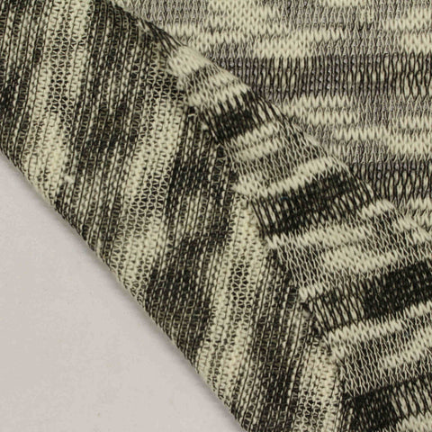 Dark Grey Horizontal-Stripe Chunky Knit, Cotton-Poly, 185 gsm