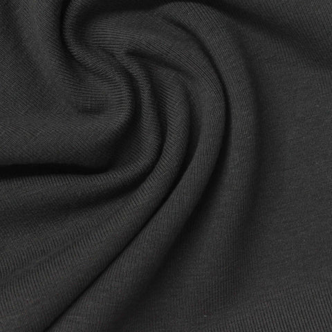 Cotton Polyester Stretch Rib Knit Fabric, 420 gsm, 150 cm — Grey