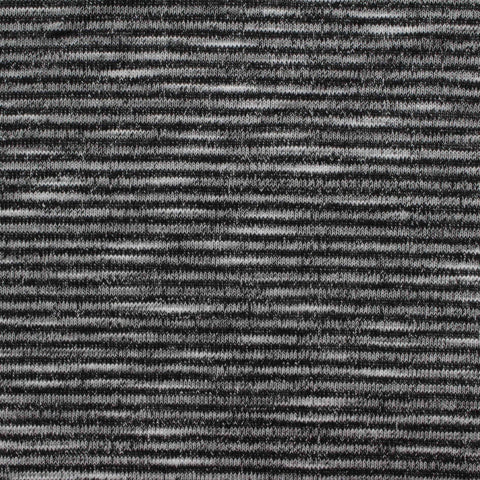 Black Horizontal-Stripe Rib Knit, Poly-Viscose, 250 gsm, 165 cm