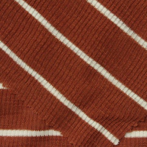 Brown Horizontal-Stripe Rib Knit, Poly-Viscose, 175 gsm