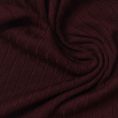 Polyester Viscose Rib Knit Fabric, 310 gsm, 175 cm — Red