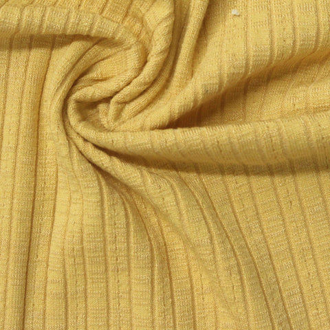 Jacquard Viscose Polyester Stretch Rib Knit Fabric, 230 gsm, 120 cm — Yellow