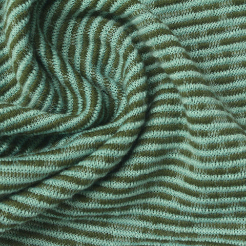 Light Green Stripes Jersey Knit, Poly-Cotton