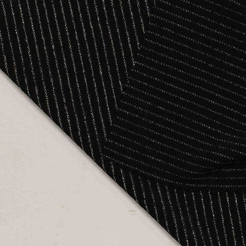 Silver Horizontal-Stripe Jersey Knit, Nylon-Metallic