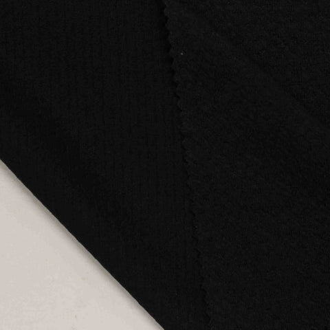 Jacquard Polyester Stretch Interlock Knit Fabric, 250 gsm, 160 cm — Black