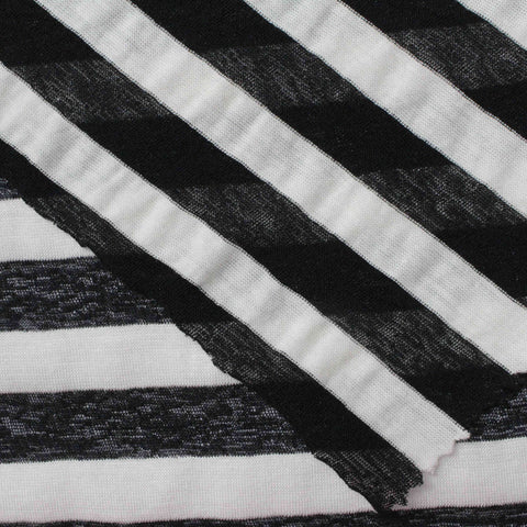 Black Diagonal-Stripe Jersey Knit, 100 gsm