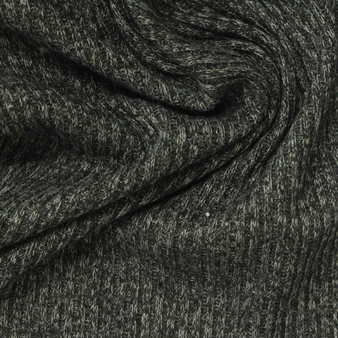 Dark Grey Marl Rib Knit, Poly-Viscose, 230 gsm, 165 cm, ref EF-263319