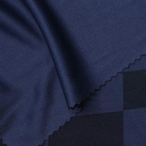 Dark Blue Geometric Interlock Knit, Polyester