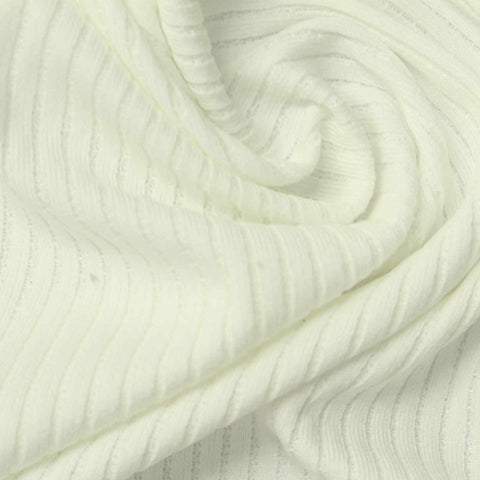 Jacquard Polyester Stretch Rib Knit Fabric, 220 gsm, 182 cm — White