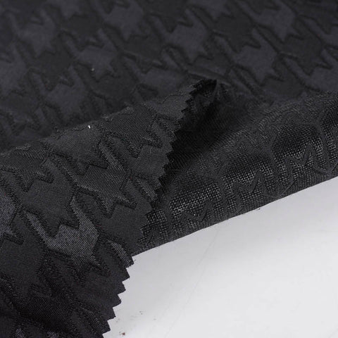 Black Houndstooth Jacquard, Polyester, 295 gsm