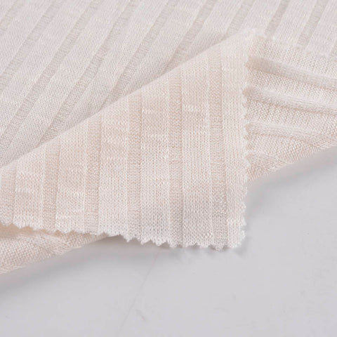 Polyester Viscose Stretch Rib Knit Fabric, 205 gsm — Grey
