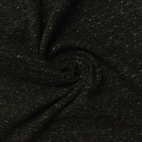 Dark Grey Marl Rib Knit, Poly-Cotton, 209 gsm