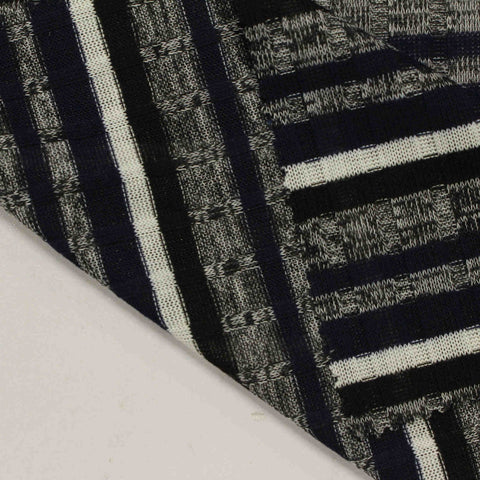 Cream Horizontal-Stripe Rib Knit, Polyester, 180 gsm