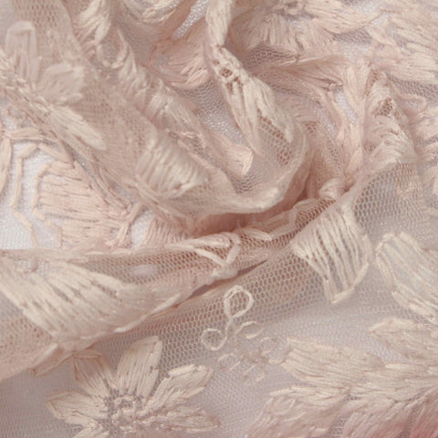 White Floral Mesh, Polyester, 115 gsm