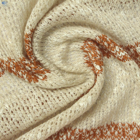 Brown Marled-Stripe Chunky Knit, Viscose-Poly