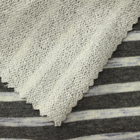 Dark Grey Horizontal-Stripe French Terry, Poly-Cotton