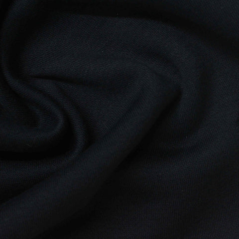 Brushed Cotton Polyester French Terry Fabric, 370 gsm, 160 cm — Black