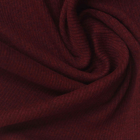 Dark Burgundy Ribbed Rib Knit, Cotton-Poly