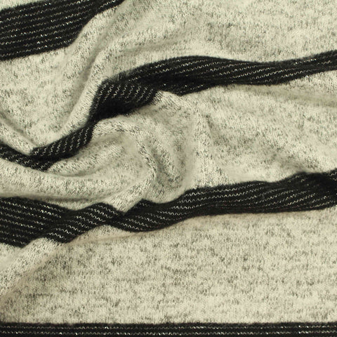 Black Stripes Chunky Knit, Viscose-Poly, 205 gsm