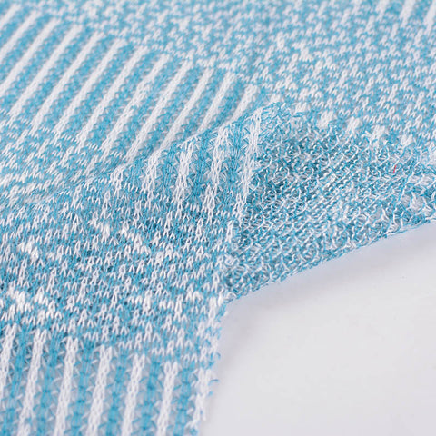 Light Blue Vertical-Stripe Chunky Knit, Viscose