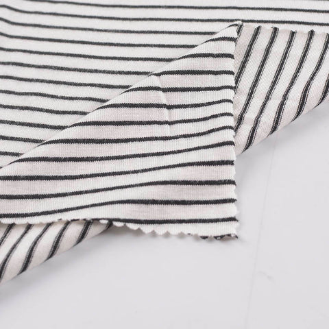 Black Horizontal-Stripe Jersey Knit, Viscose, 187 gsm, ref EF-201652