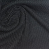 Brushed Polyester Viscose Stretch Rib Knit Fabric, 190 gsm, 164 cm — Black — photo 2