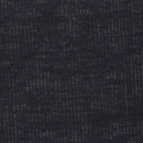 Polyester Linen Rib Knit Fabric, 125 gsm, 165 cm — Black