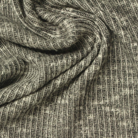 Dark Grey Marl Rib Knit, Viscose-Poly, 280 gsm, 175 cm