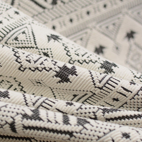 Black Geometric Jacquard, Viscose-Poly, 320 gsm