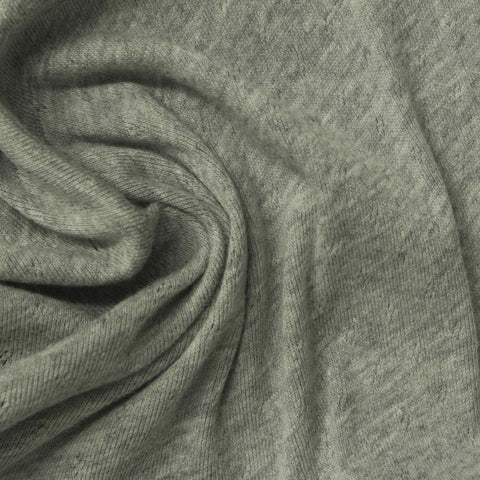 Grey Marl Pointelle Knit, Cotton-Poly