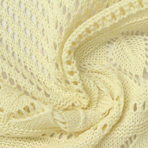 Cream Openwork-Diamond Pointelle Knit, Poly-Viscose