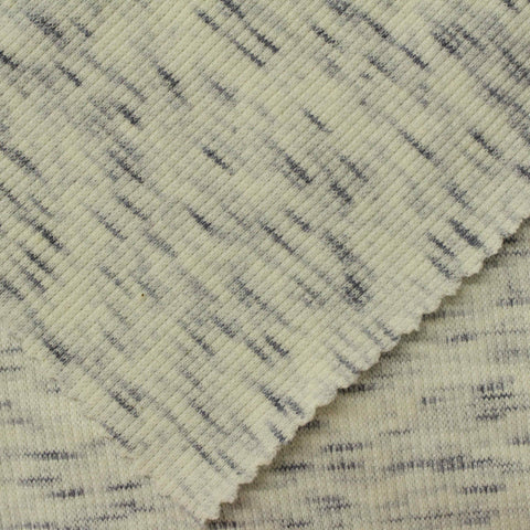 Light Cream Fine-Marl Rib Knit, Poly-Cotton