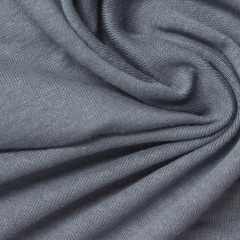 Dusty Blue Heather Rib Knit, Cotton