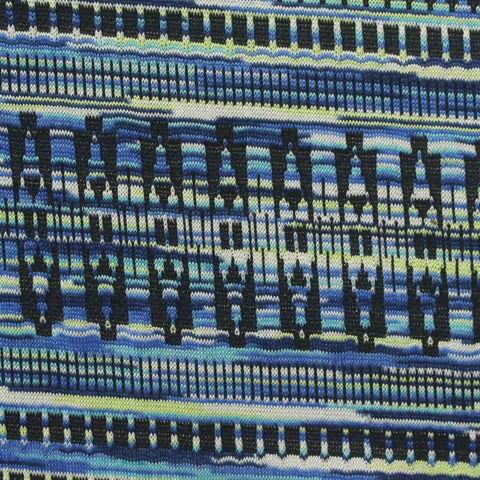 Blue Geometric Interlock Knit, Polyester