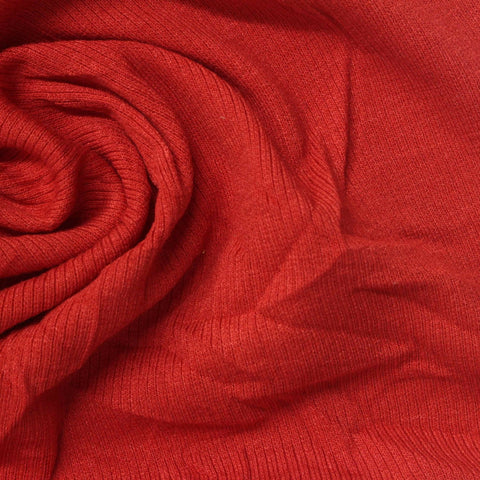Polyester Viscose Stretch Rib Knit Fabric, 250 gsm, 110 cm — Red, ref EF-260325