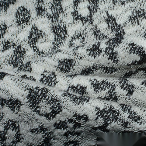 Black Animal Print Chunky Knit, Cotton-Poly, 224 gsm