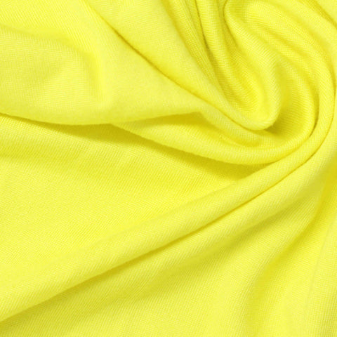 Brushed Polyester Stretch Milk Silk Knit Fabric, 180 gsm, 170 cm — Yellow
