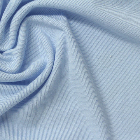 Polyester Modal Stretch Rib Knit Fabric, 220 gsm, 155 cm — Blue