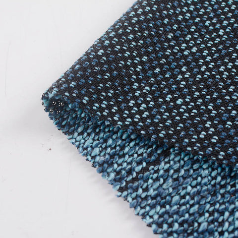 Dark Blue Horizontal-Stripe Chunky Knit, Polyester, 375 gsm