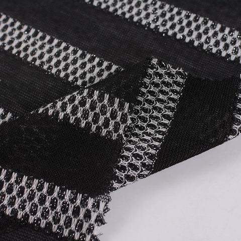 Black Horizontal-Stripe Chunky Knit, Poly-Metallic, 129 gsm