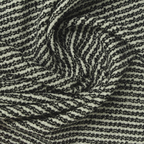 Black Horizontal-Stripe Bouclé, Poly-Viscose, 210 gsm