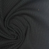 Viscose Stretch Rib Knit Fabric, 395 gsm, 150 cm — Black — photo 2